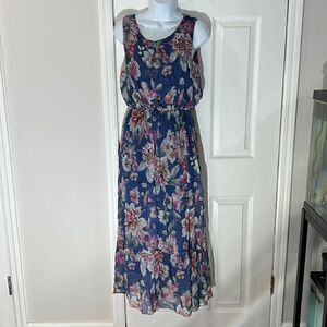 NWT LARA G by Lara Guidotti Garden Floral Airy Silk Blend Maxi Dress size M